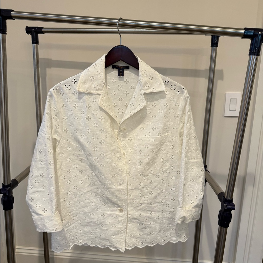 Louis Vuitton White Eyelet Blouse